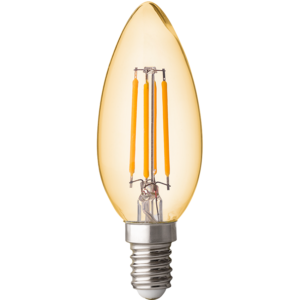 Лед димираща крушка filament конус 4W, E14, 2500K топла светлина, 350lm, 220V, амбър