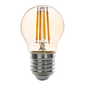 Лед димираща крушка топка filament 4W, E27, 1800K, 350lm, 220V, амбър (кехлибарен дифузер)