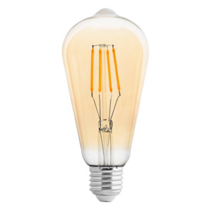 Лед димираща крушка filament 4W, E27, с форма ST64, 2500K топла светлина, 350lm, 220V, амбър (кехлибарен дифузер)