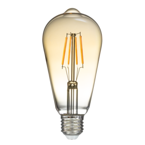 Светодиодна лед крушка filament 5W, E27, с форма SТ64, 1800K, 450lm, 220V, амбър (кехлибарен дифузер)
