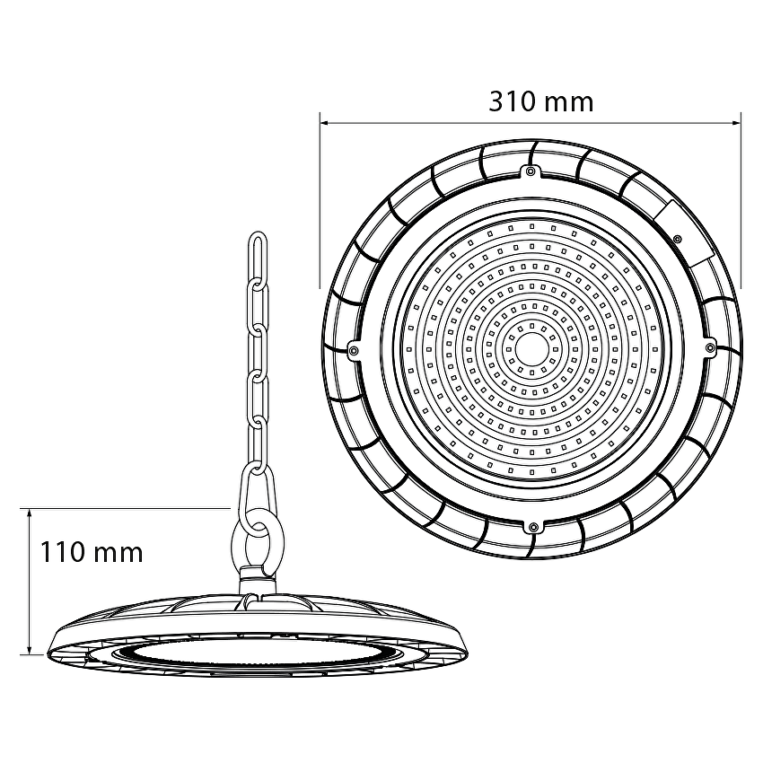 Лед индустриално осветително тяло камбана 150W 220V 5000K 15000lm IP54
