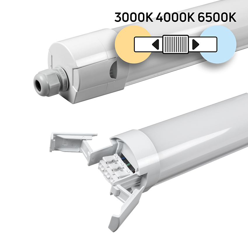 Лед slim индустриално осветително тяло CCT 3000K 4000K 6500K 150см 50W 220V 6250lm IP65