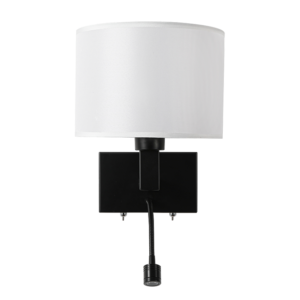 Аплик с абажур и вграден насочен LED осветител, Е27, макс 10W LED/1W, 3000K, IP20, черен