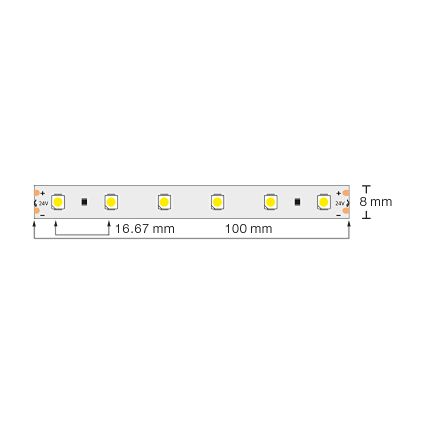 Професионална лед лента 4.8W/m 2700K 24V DC 60LEDs/m SMD3528 5 метра