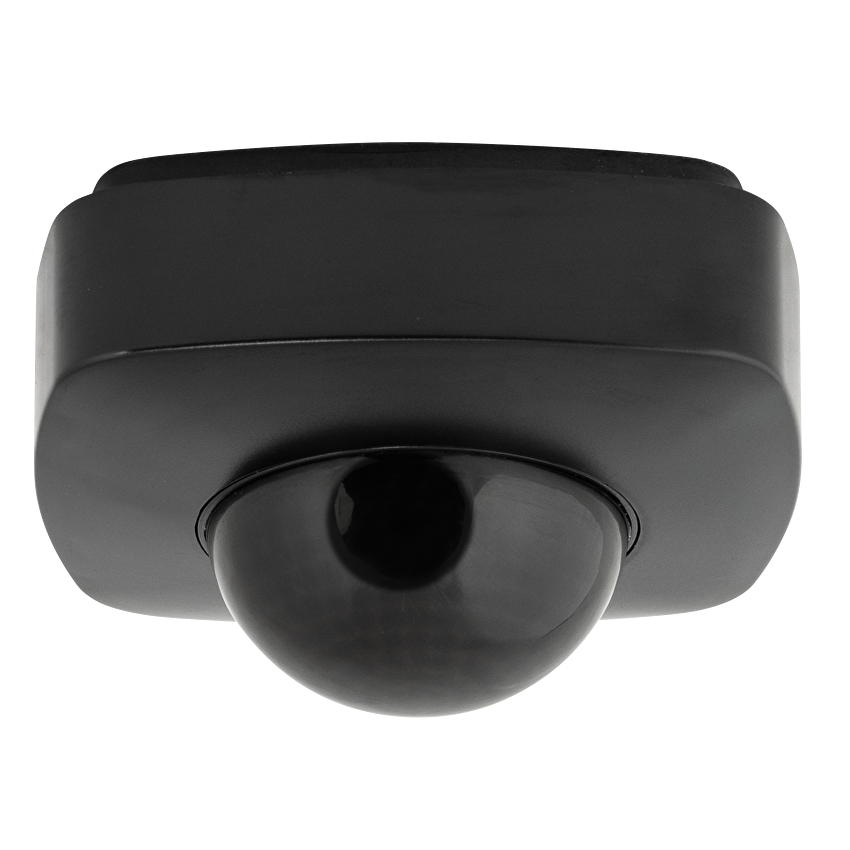 PIR сензор за движение и присъствие за открит монтаж, с черна леща, 360°, 10м, IP65, черен