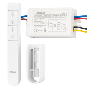Триканален ключ с RF дистанционно управление 220V AC, IP20