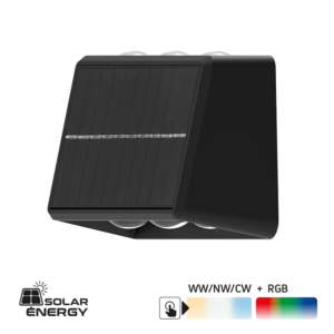 Соларно лед осветителено тяло за стена BUTTERFLY CCT+RGB, 2x60°, IP65